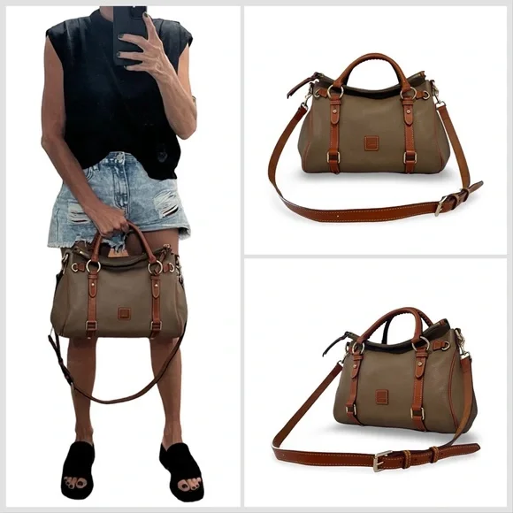 Dooney & Bourke Pebble Grain Satchel in Taupe - Picture 11 of 12